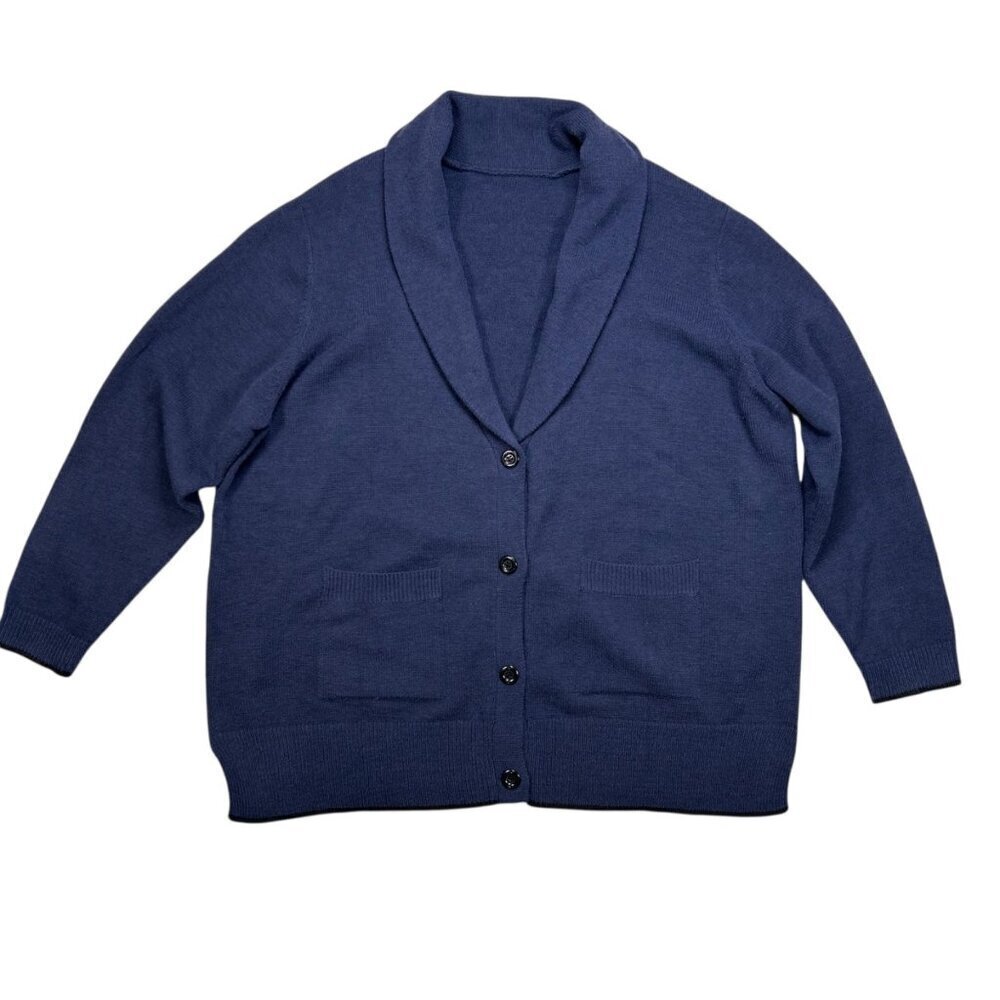 Bloomchic 18-20 Navy Black Cardigan Sweater Academia Cozy Soft Preppy